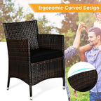 4-Piece Outdoor Rattan Patio Furniture Set With Cushions & Coffee Table