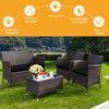 4-Piece Outdoor Rattan Patio Furniture Set With Cushions & Coffee Table