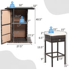 5-Piece Patio Rattan Bar Table Stool Set with Hidden Storage Shelf & Cushions