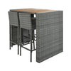 5-Piece Wicker Patio Bar Set With Cushions & Acacia Table