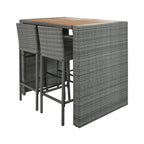 5-Piece Wicker Patio Bar Set With Cushions & Acacia Table
