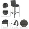 5-Piece Wicker Patio Bar Set With Cushions & Acacia Table