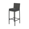 5-Piece Wicker Patio Bar Set With Cushions & Acacia Table