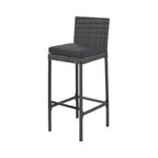 5-Piece Wicker Patio Bar Set With Cushions & Acacia Table