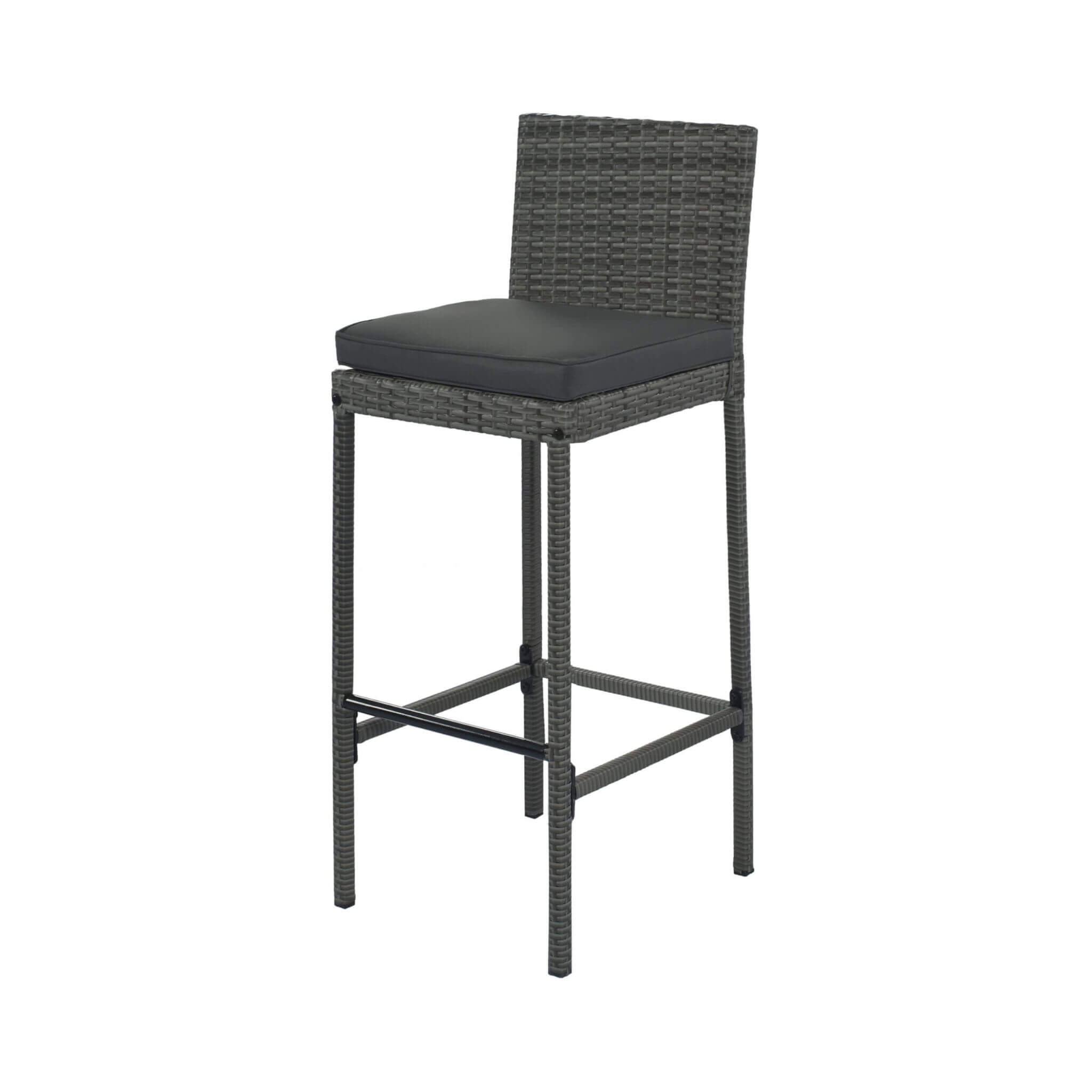 5-Piece Wicker Patio Bar Set With Cushions & Acacia Table