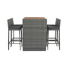 5-Piece Wicker Patio Bar Set With Cushions & Acacia Table