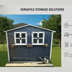 6x9 FT Outdoor Metal Storage Shed with Window & Flower Rack
