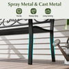 50 Inches Outdoor Garden Bench with Floral Design Backrest and Slatted Seat-Black