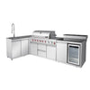 95.8"  6+1 Burner 95,500 BTU Outdoor Kitchen Island Grill Silver + Sink + Refrigerator + Bar Table