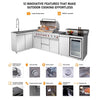 95.8"  6+1 Burner 95,500 BTU Outdoor Kitchen Island Grill Silver + Sink + Refrigerator + Bar Table