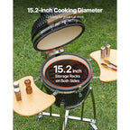 Kamado Charcoal Smoker and Grill, 18"