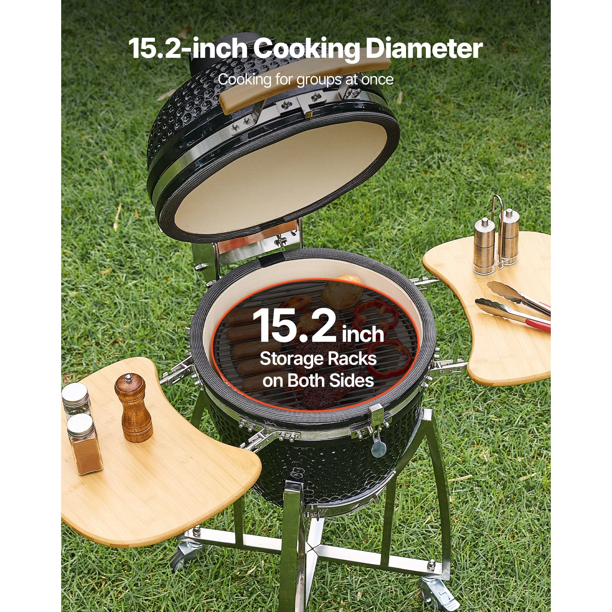 Kamado Charcoal Smoker and Grill, 18"