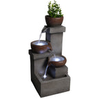 Tiered Cascading Jar Outdoor Fountain with LED Lights