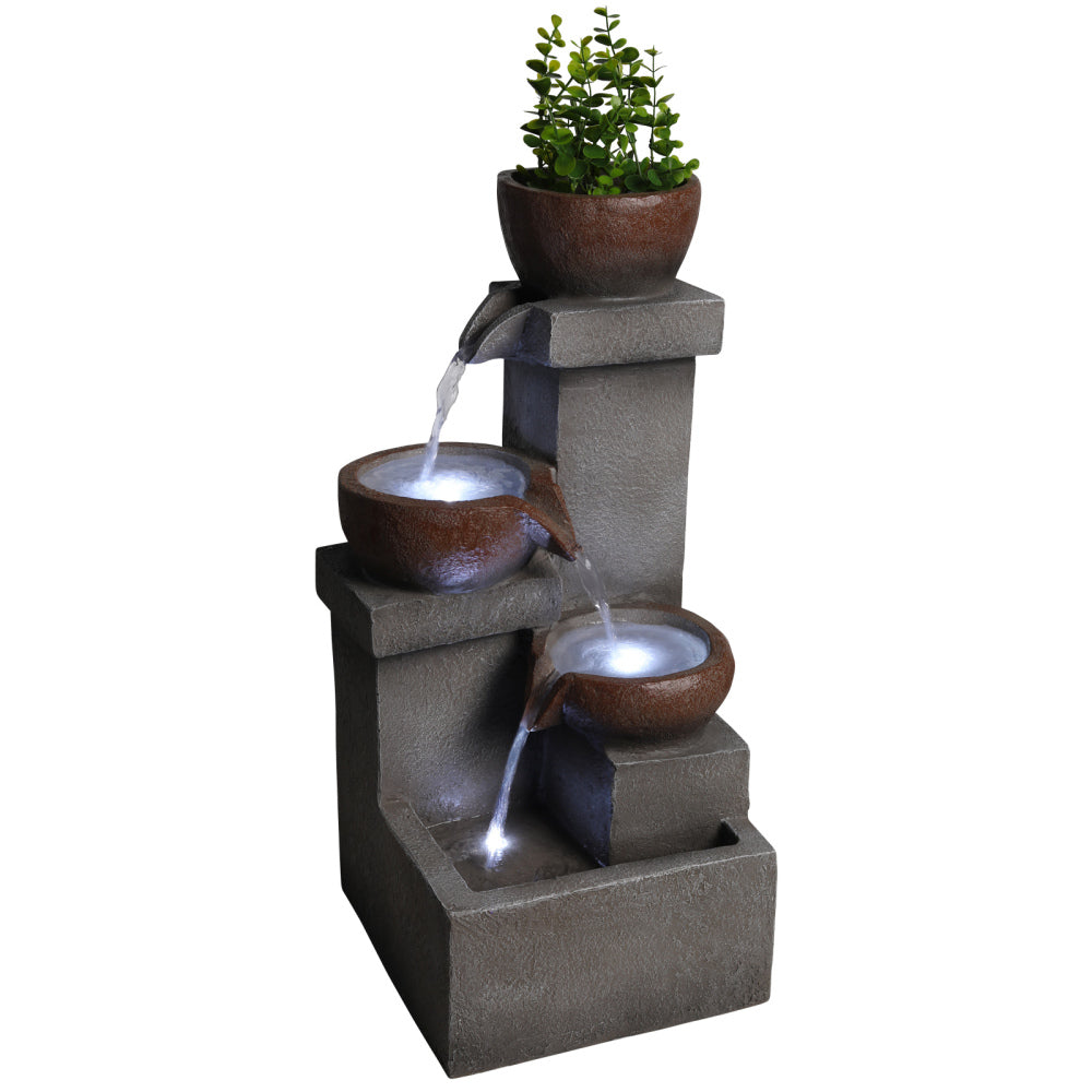 Tiered Cascading Jar Outdoor Fountain with LED Lights