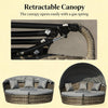 Outdoor Round Daybed Set PE Rattan Dark Gray 4 Piece Canopy