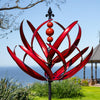 Wind Spinner for Garden and Yard - Large Metal Kinetic Wind Sculptures for Outdoor Decor (91 Inches, Burgundy Lotus)