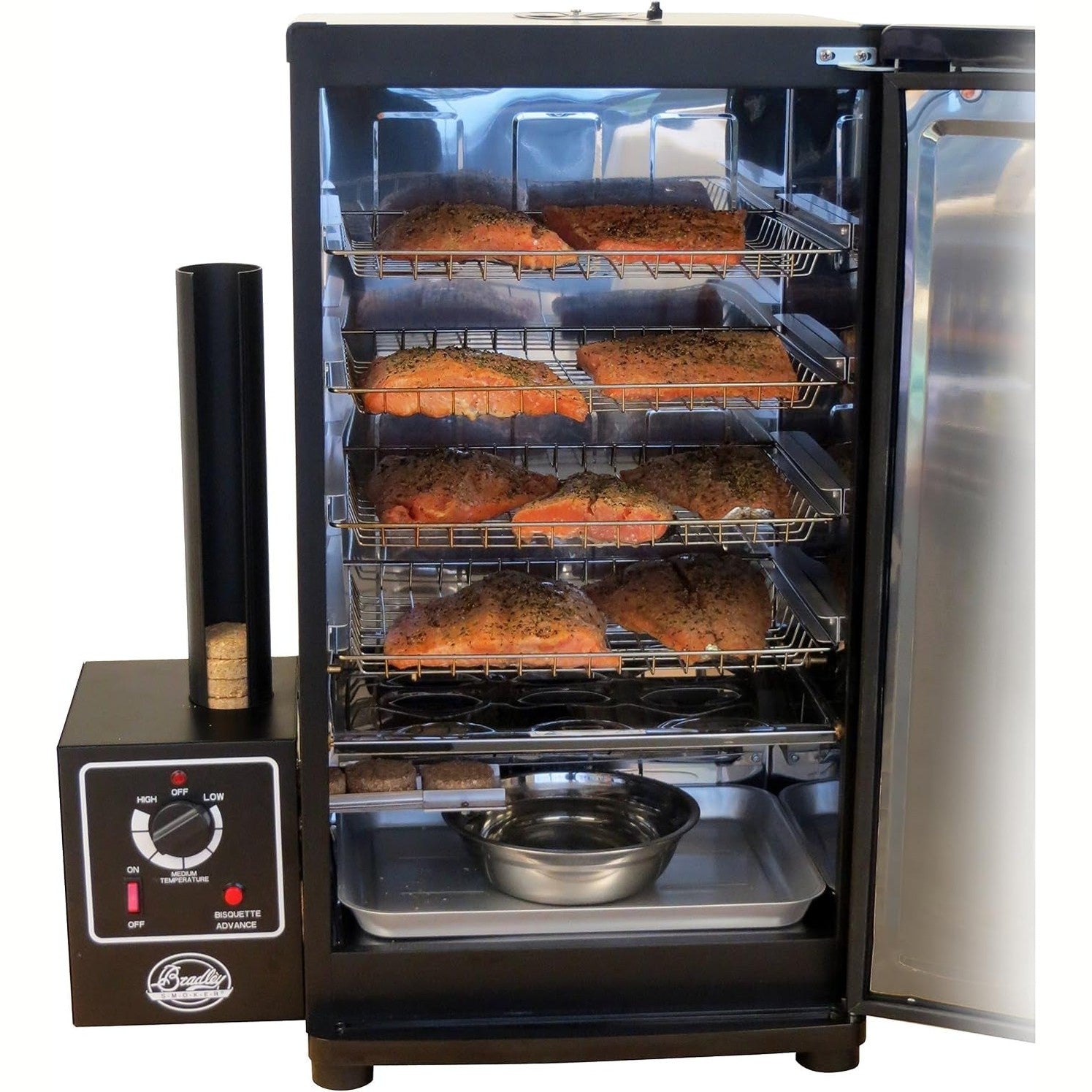 Original Bradley Smoker - BS611 4-Rack Natural Draft Vertical Electric Smoker & 990025 Waterproof Electric Smoker Cover for 4-Rack Digital Smoker, Gray & Bisquettes BTHC48, 48 Pack