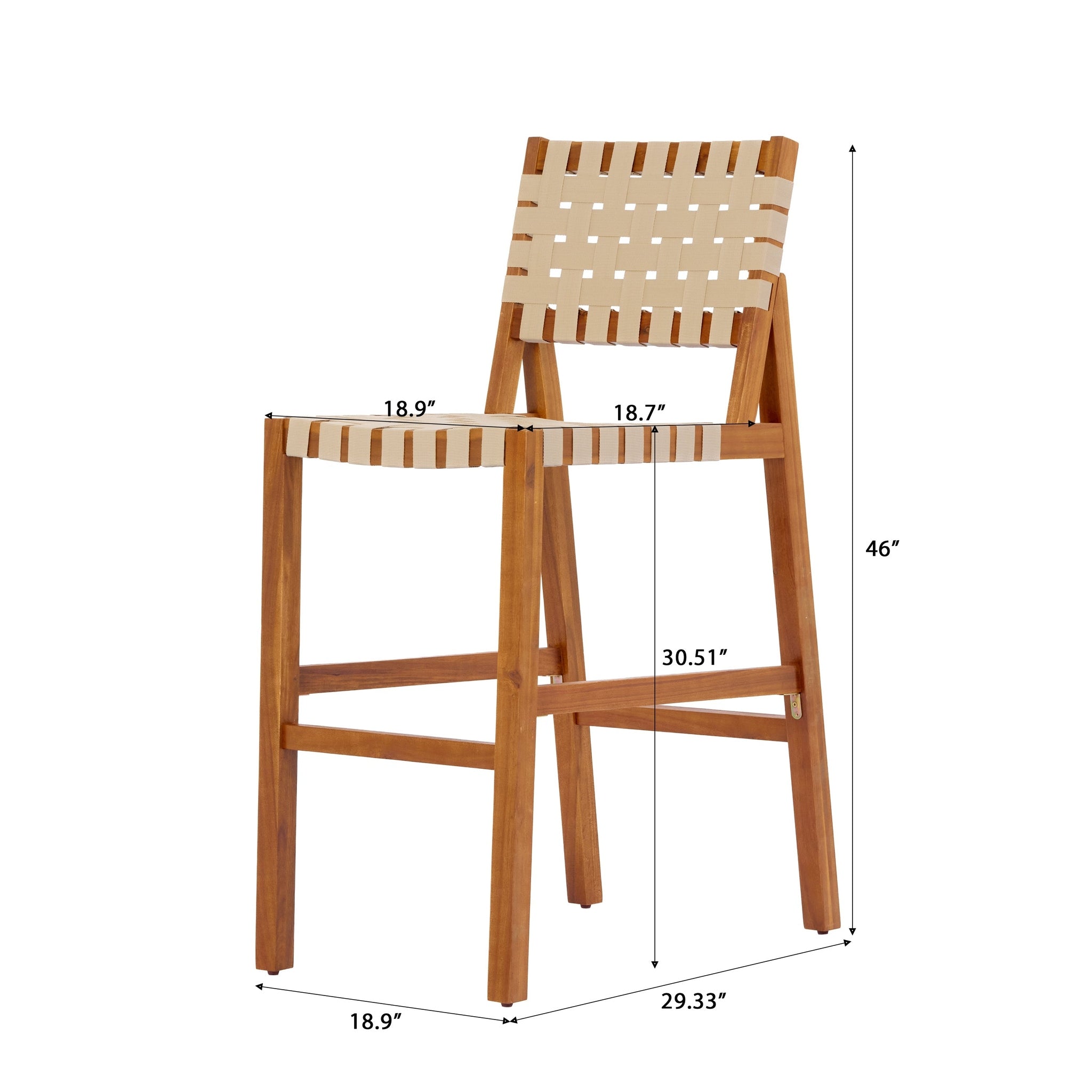 30.5 Inch Seat Height Outdoor Acacia Solid Wood Patio Furniture Set