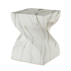 Outdoor End Table, Twisted Square Side Table For Patio And Garden - Faux Marble