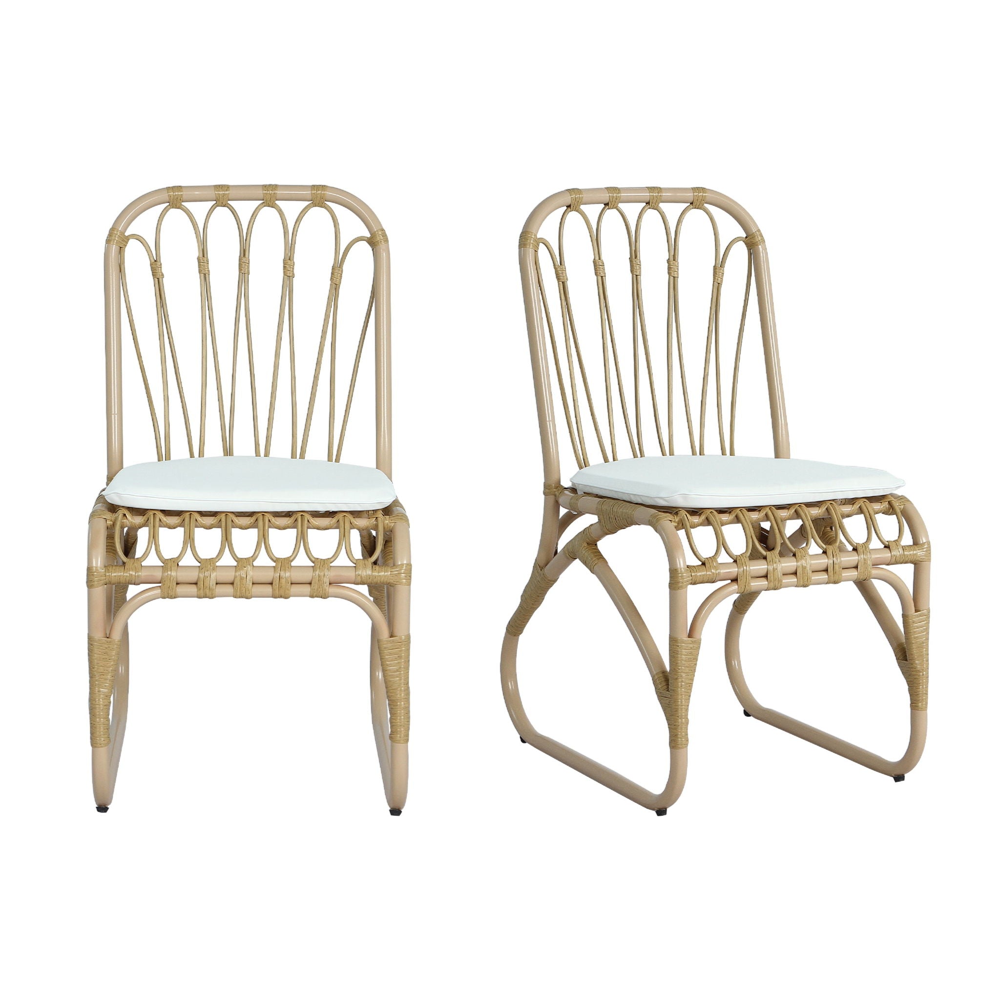 Outdoor Wicker Dining Chairs With Washable Cushions (Set of 2)