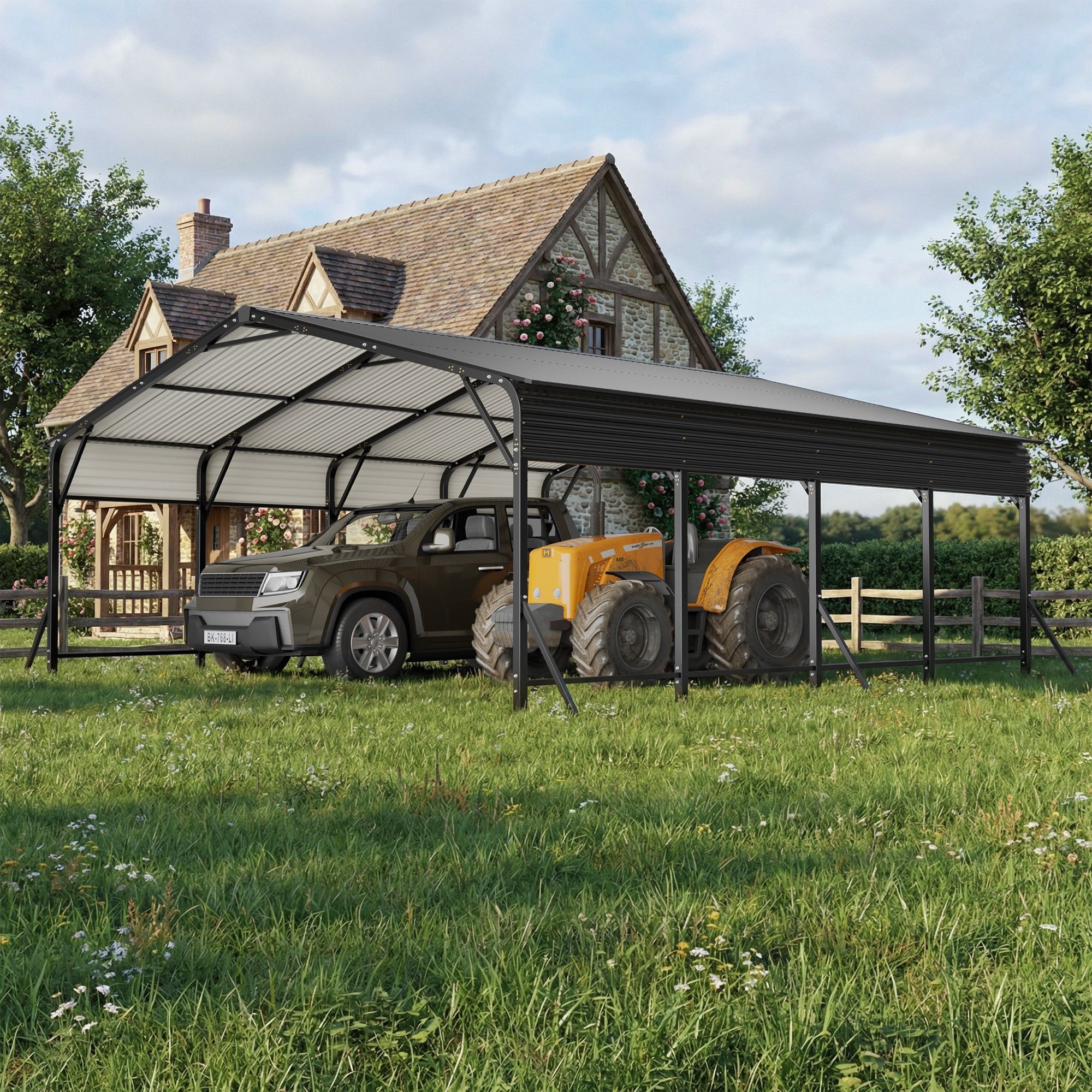 20'x20' Galvanized Steel Carport Canopy