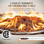 35" Outdoor Propane Fire Pit Table W Tank Cover & Wind Guard, Square Gas Fire Pit Table with Concrete & Wood Grain Design, 50000BTU Fire Tables for Patio, Backyard, Garden