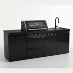 84.7 Inch 4-Burner Deluxe Stainless Steel Propane Gas Outdoor Kitchen Barbecue Island Grill