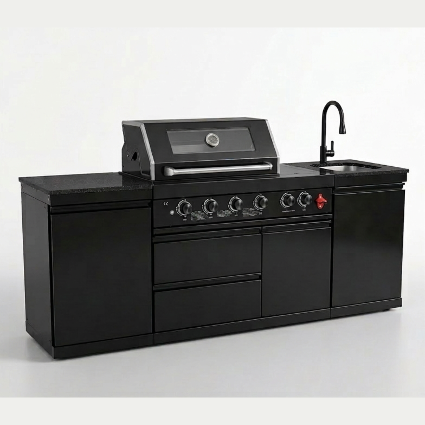 84.7 Inch 4-Burner Deluxe Stainless Steel Propane Gas Outdoor Kitchen Barbecue Island Grill