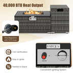 2-Piece Outdoor Rattan Fire Table Set - 32 Inch Rectangle Gas Firepit with Tank Cover - 3 colors