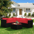 6 Piece Patio Furniture Sofa Set with Cushions