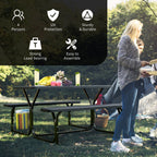 HDPE Outdoor Picnic Table Bench Set with Metal Base - available in 5 colors