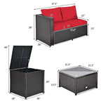 4 Pieces Outdoor Patio Rattan Furniture Set