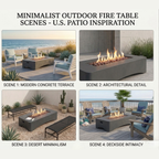 56" Propane Fire Pit Table, Rectangular Outdoor Gas Fire Pit - Dark Gray