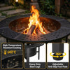 Trumanpick Fire Pit for outside 42" Wood Burning Fire Pit Tables with 2 Adjustable Swivel BBQ Grills, Lid, Poker for Patio Backyard BBQ Ice Storage