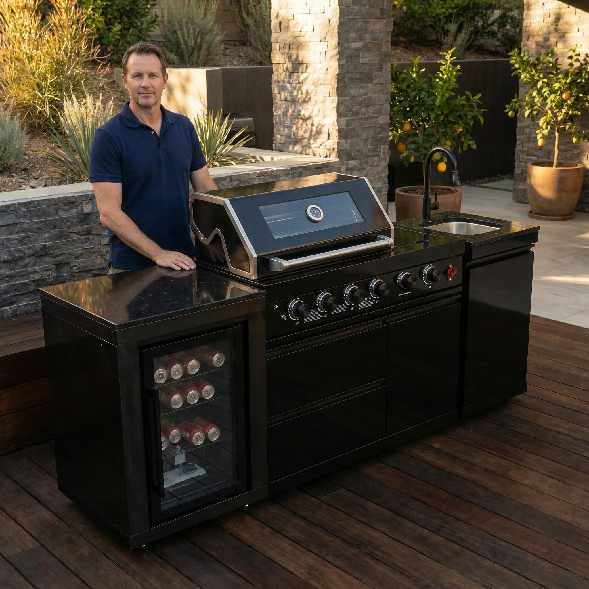 4-Burner 72000 BTU Deluxe Stainless Steel Propane Gas Outdoor Kitchen