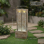 39 Inch Outdoor Water Fountain with Pump and LED Lights