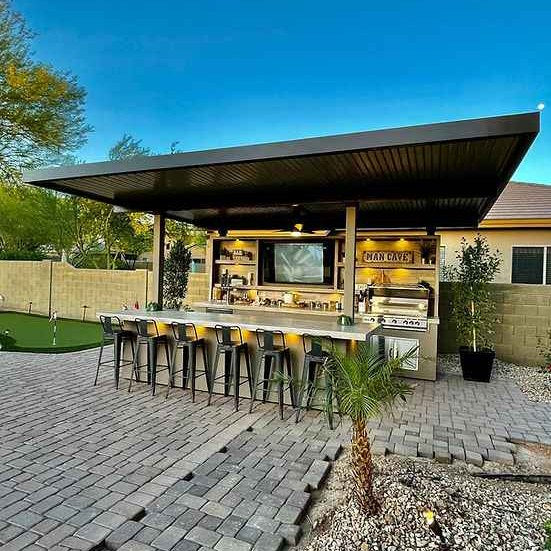 Outdoor Kitchen Pavilion  20'x 20' Luxury BBQ Island