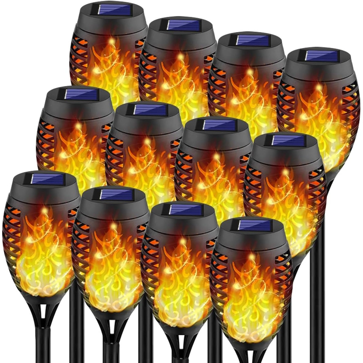 12Pack Flickering Flame Solar Torch Lights for Garden Decor, Waterproof Solar Lights Outdoor Decorative, Garden Outdoor Decorations for Yard Porch Lawn Patio outside Decor-Luces Solares