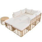 7 Pieces Outdoor Patio Furniture, All-Weather Rattan Sectional Sofa Set with table