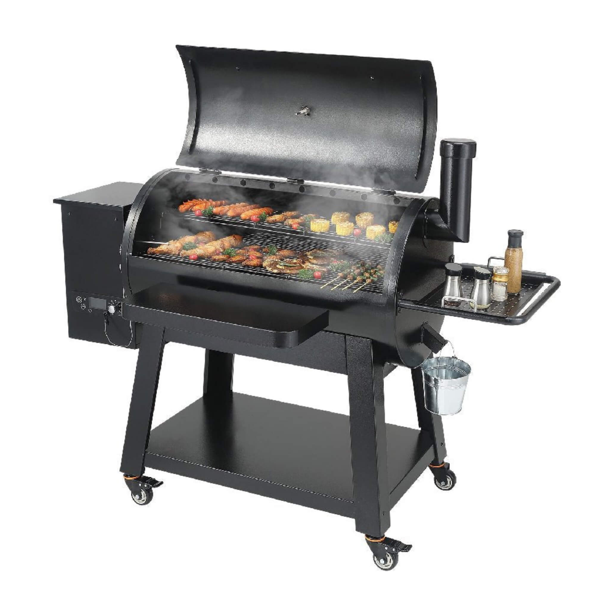62-Inch Heavy-Duty Portable Wood Pellet BBQ Grill / Smoker With Cart