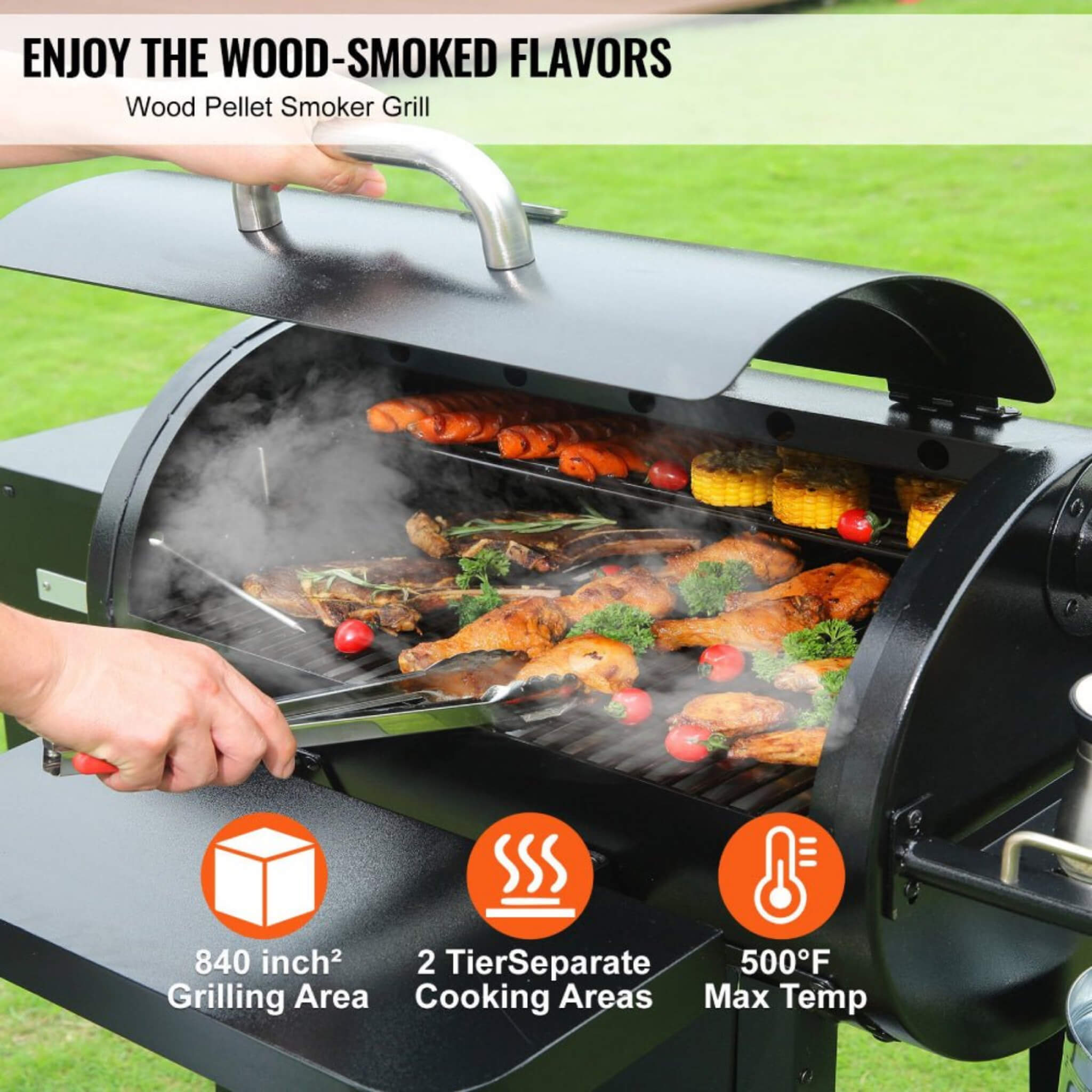 62-Inch Heavy-Duty Portable Wood Pellet BBQ Grill / Smoker With Cart