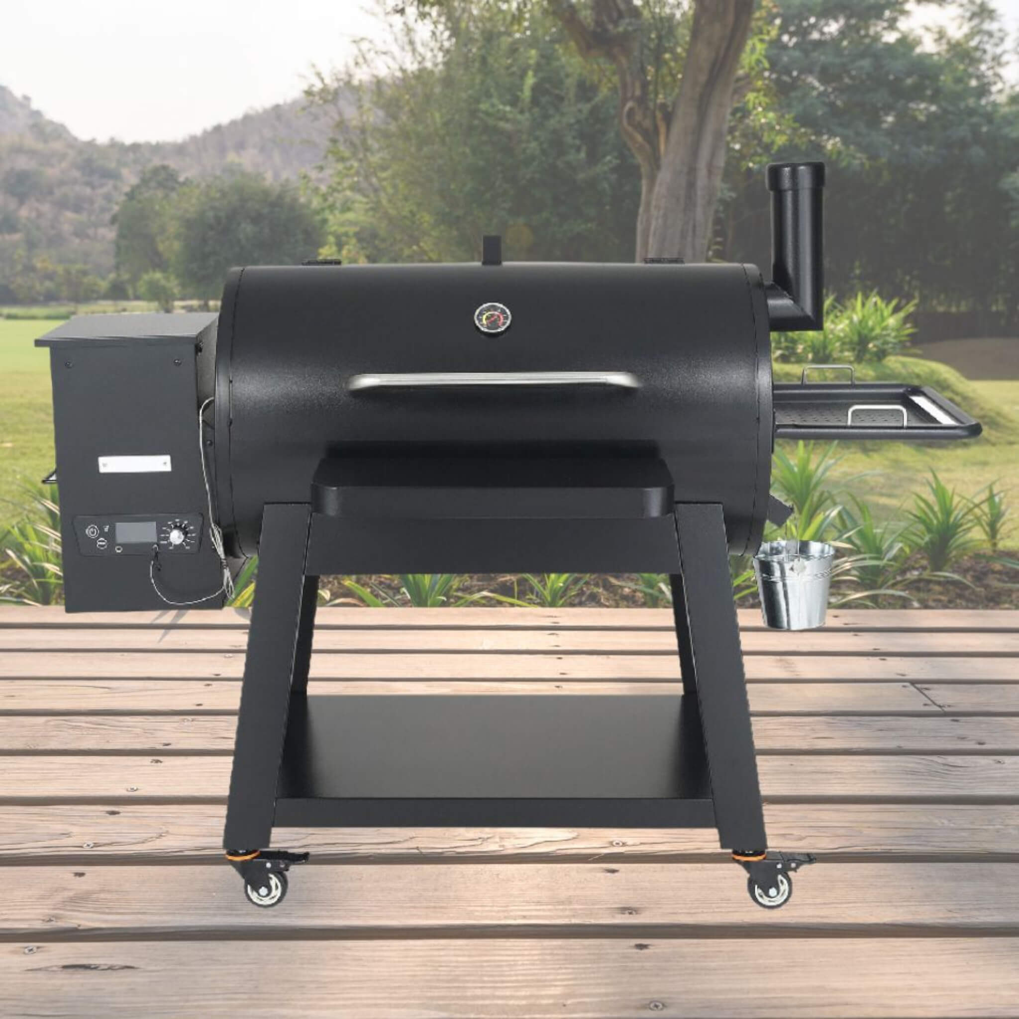 62-Inch Heavy-Duty Portable Wood Pellet BBQ Grill / Smoker With Cart