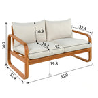 4-Piece Acacia Wood Outdoor Patio Furniture Set with Thick Cushions