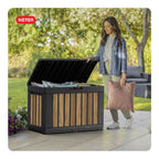 Oakridge 50 Gal. Weather Resisitant Plastic Resin Deck Box in Oak Wood Look Brown