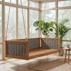Outdoor Classic Solid Wood Twin Size Swing Bed