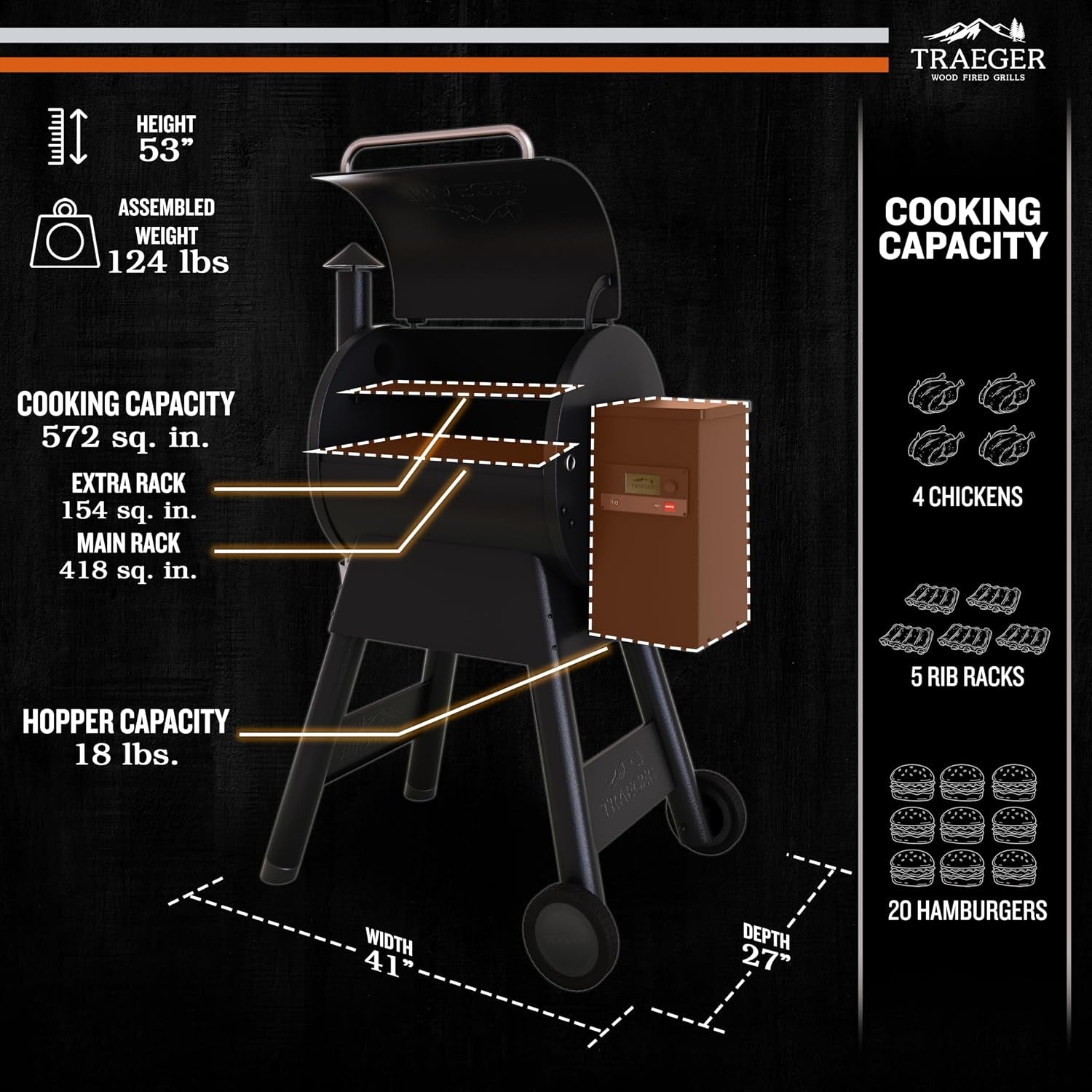 Traeger Grills Pro 575 Wood Pellet Grill & Smoker with Wifi, App-Enabled, Black