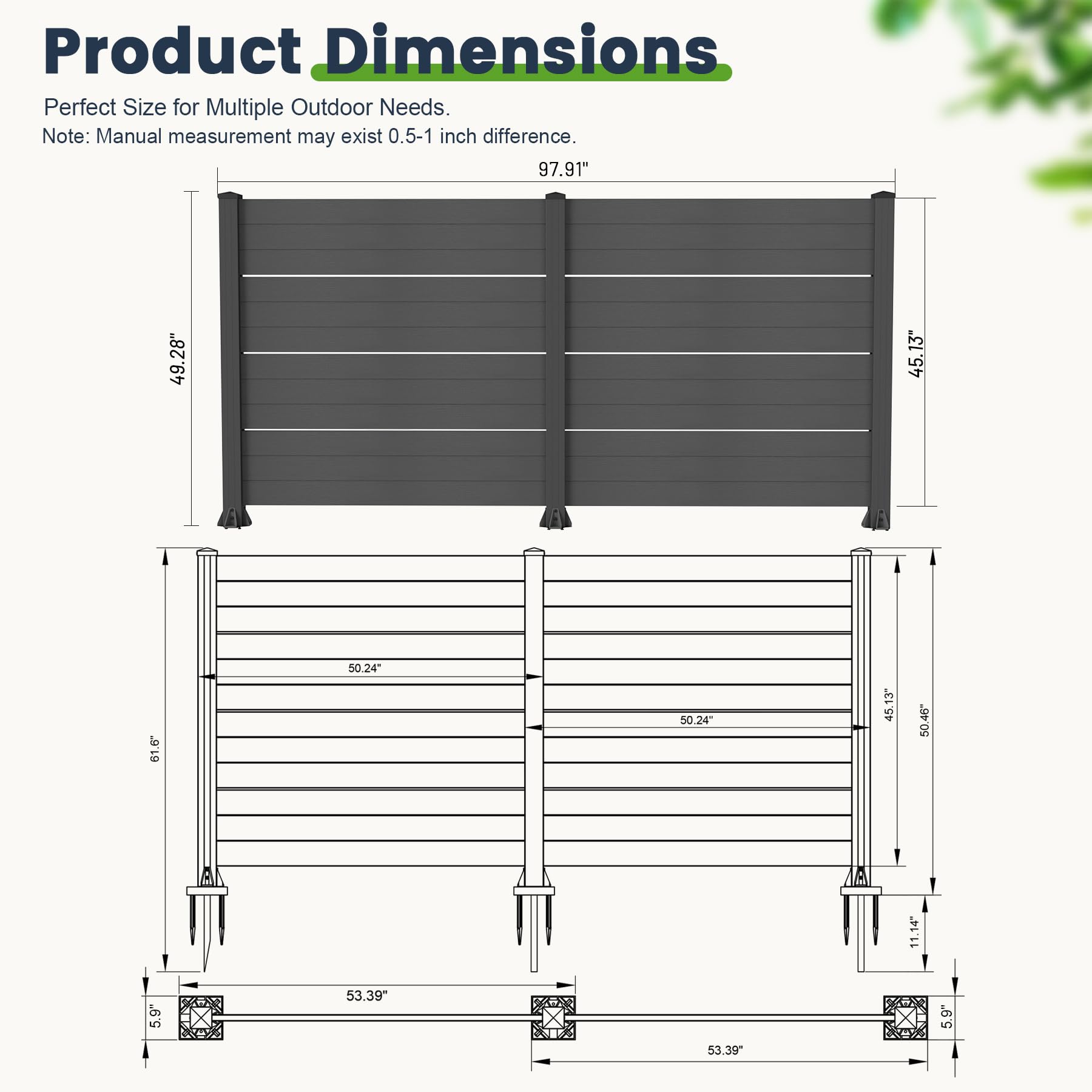 50" W x 49" H Outdoor Privacy Screen, Air Conditioner Fence