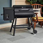 KingChii - 456 Sq. In. Wood Pellet Grill and Smoker BBQ with PID Auto Temperature Control in Black