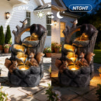 Squirrel Outdoor Water Fountain with LED Lights