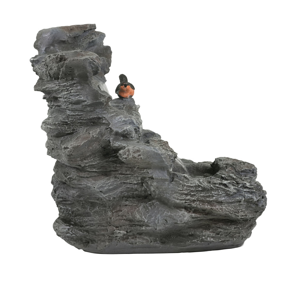 4-Tier Concrete Rock Waterfall Fountain with LED Lights